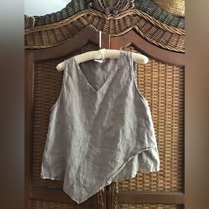 Taupe Linen Sleeveless Women's Top